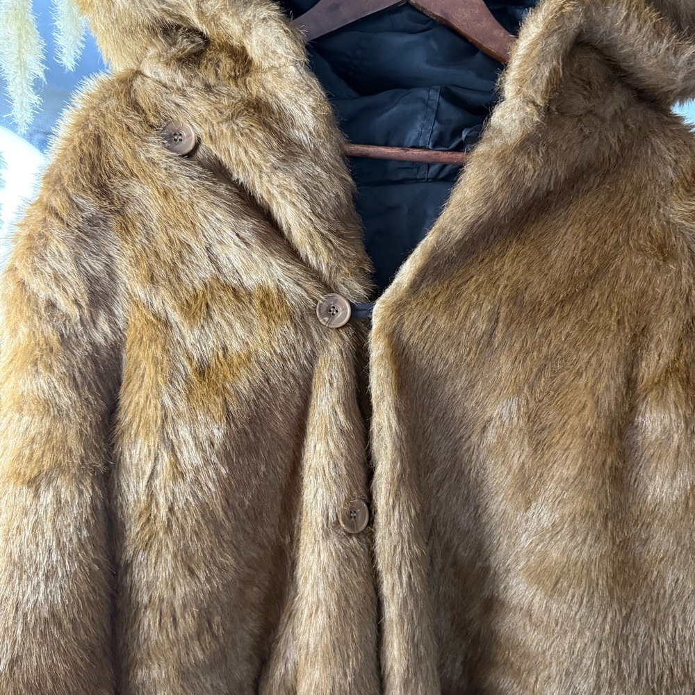 Roamans Black & Brown Reversible Faux Fur Full‑Length Trench Coat Plus Size Cozy - Picture 8 of 16